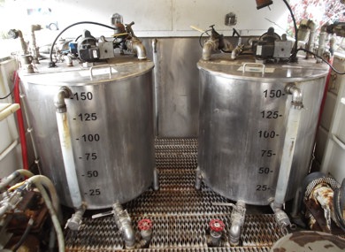 Stainless steel chemical mixing tanks