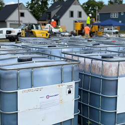Containers full of chemicals used for remediation