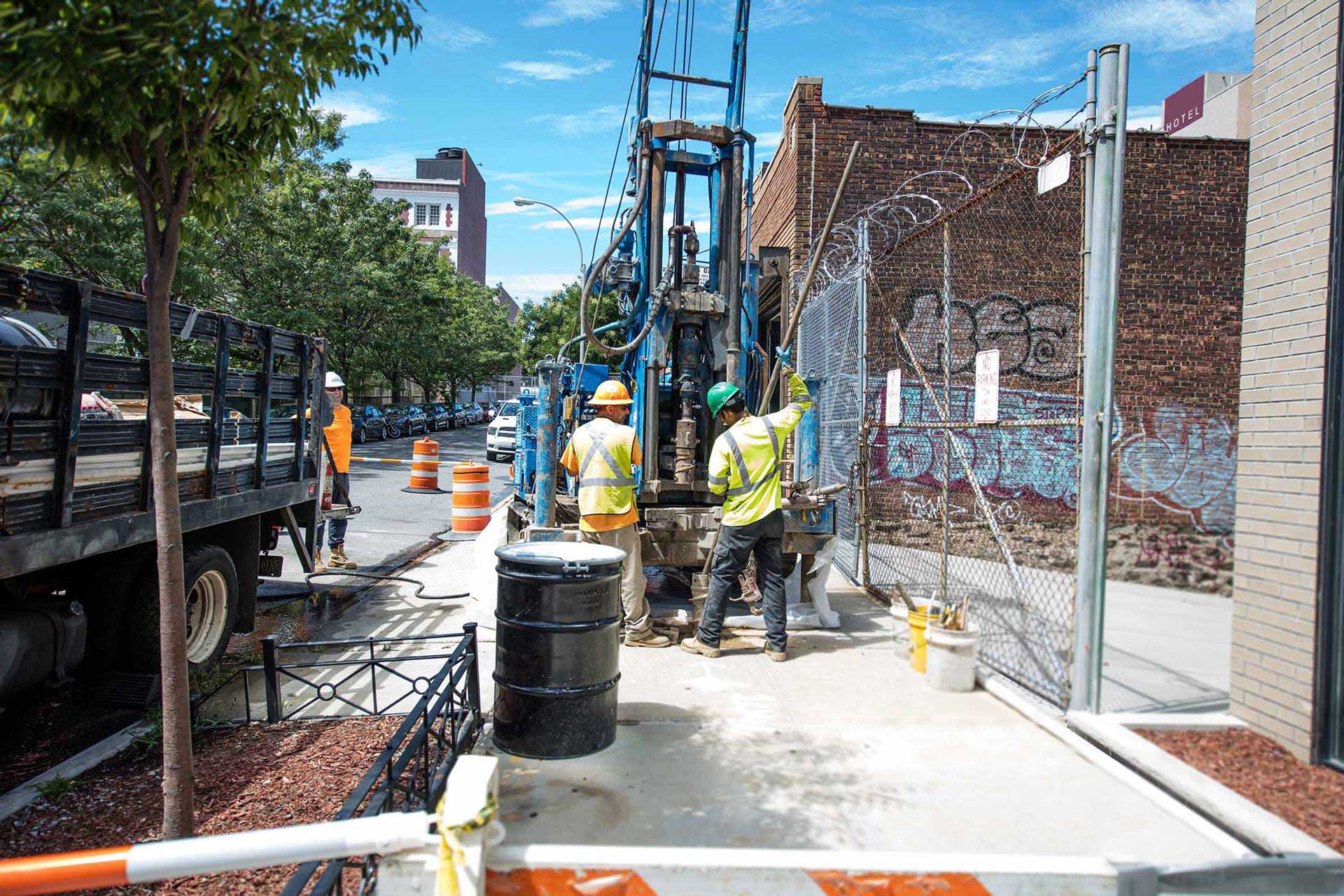 Drilling on a sidewalk in New York